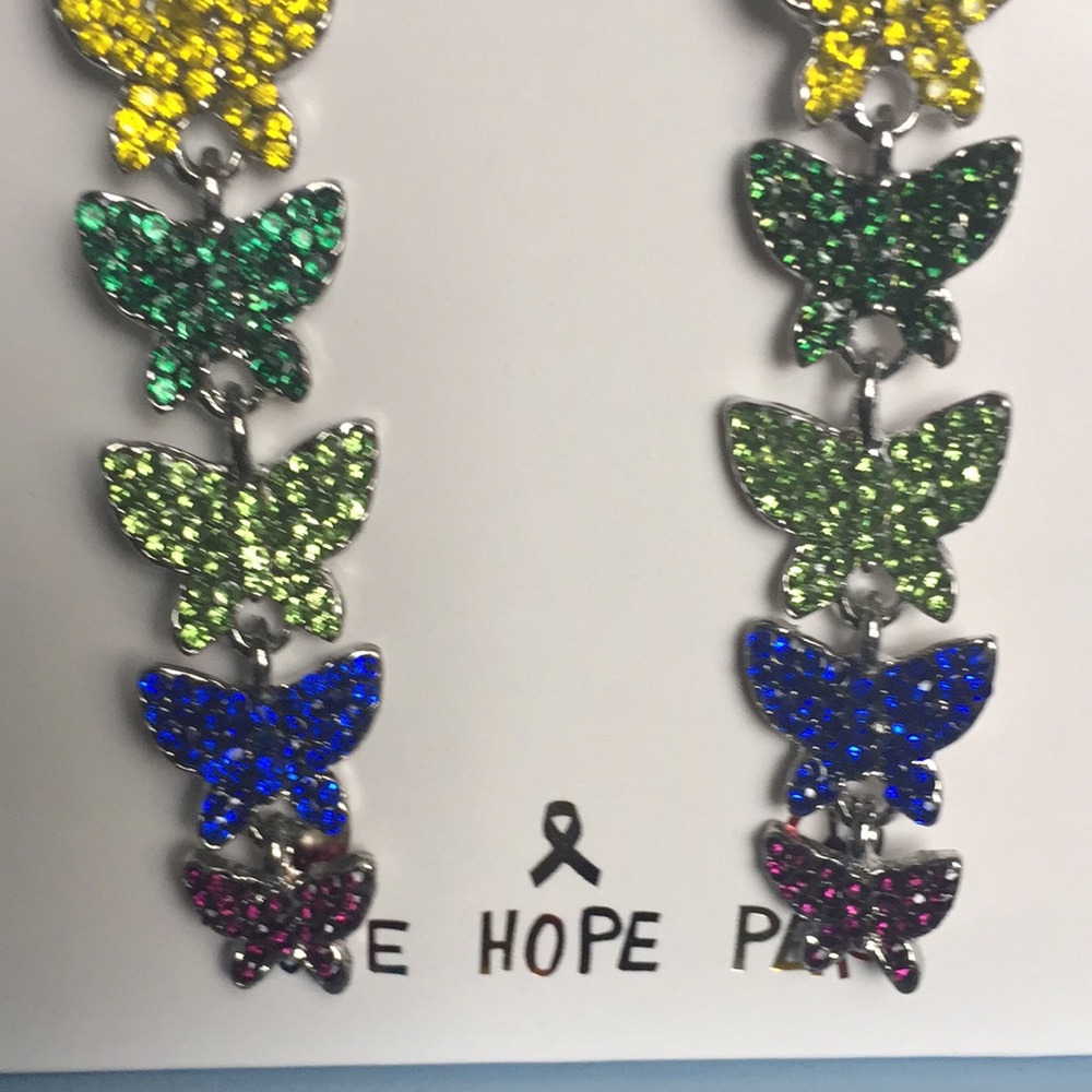 Rainbow Butterfly Earrings New by C&C California - Picture 12 of 12